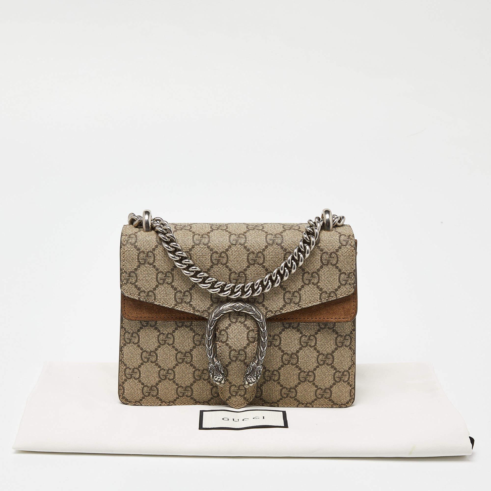 Gucci Beige GG Supreme Canvas and Suede Mini Dionysus Shoulder Bag 8