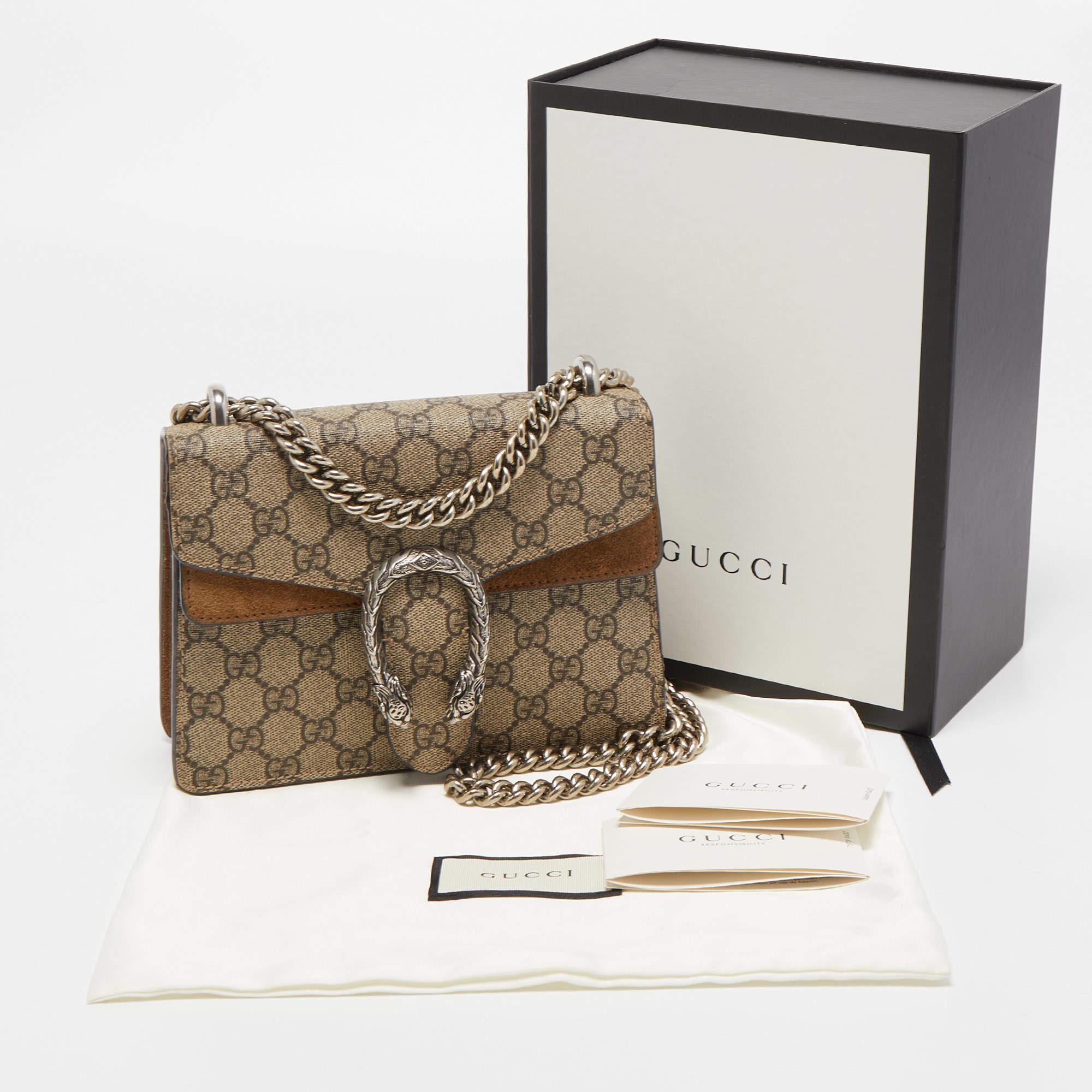 Gucci Beige GG Supreme Canvas and Suede Mini Dionysus Shoulder Bag 11