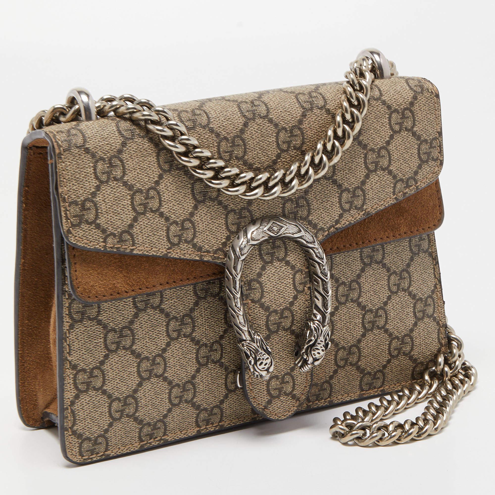 Gucci Beige GG Supreme Canvas and Suede Mini Dionysus Shoulder Bag 1