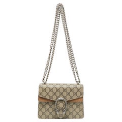 Gucci Beige GG Supreme Canvas and Suede Mini Dionysus Shoulder Bag