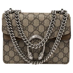 Gucci Beige GG Supreme Canvas and Suede Mini Dionysus Shoulder Bag