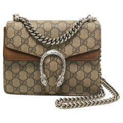 Gucci Beige GG Supreme Canvas and Suede Mini Dionysus Shoulder Bag