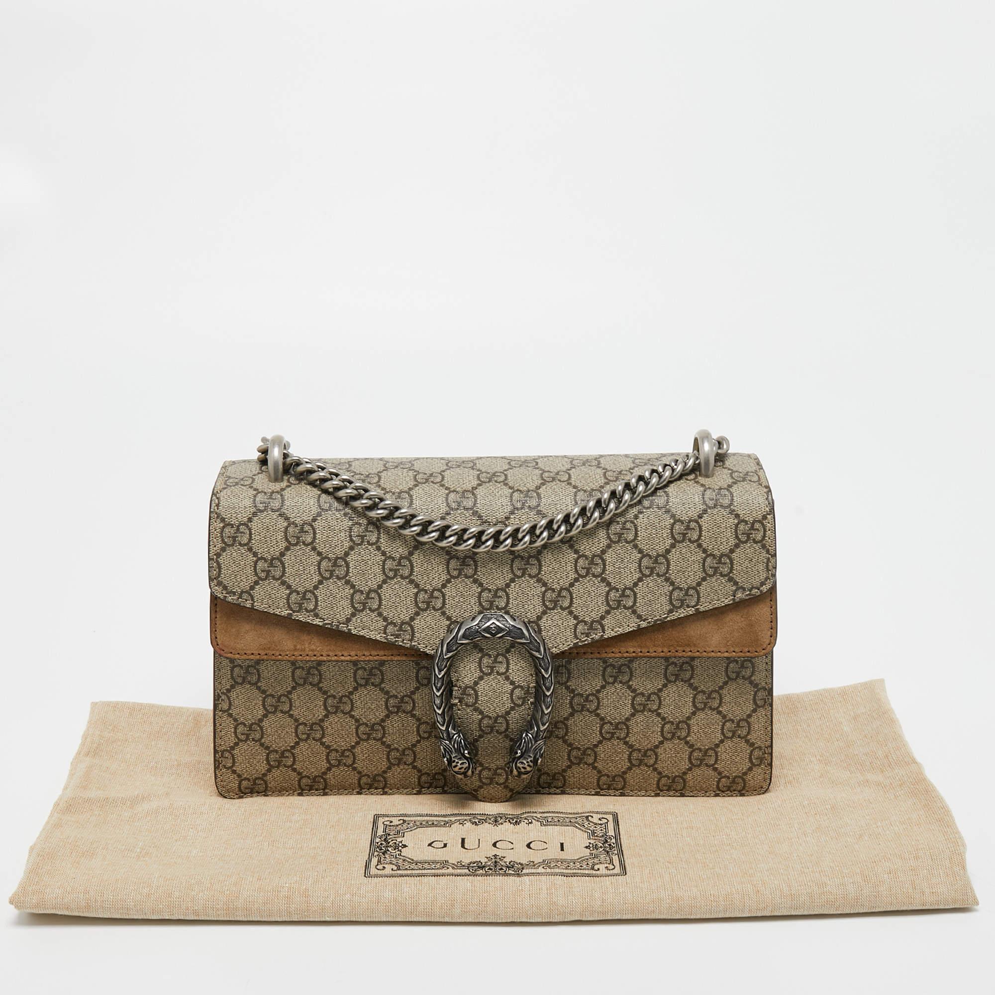 Gucci Beige GG Supreme Canvas and Suede Small Dionysus Shoulder Bag 8