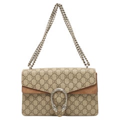 Gucci Beige GG Supreme Canvas and Suede Small Dionysus Shoulder Bag