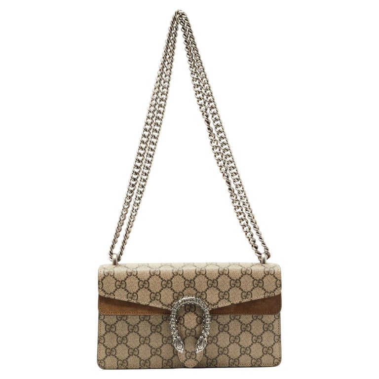 Dionysus GG mini bag in beige and white canvas