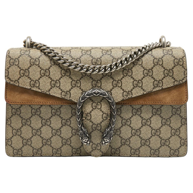 Gucci Dionysus Shoulder Bag Small GG Supreme Beige/Ebony in Canvas with  Silver-tone - US