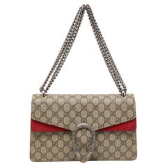 Gucci Beige GG Supreme Canvas and Suede Small Dionysus Shoulder Bag