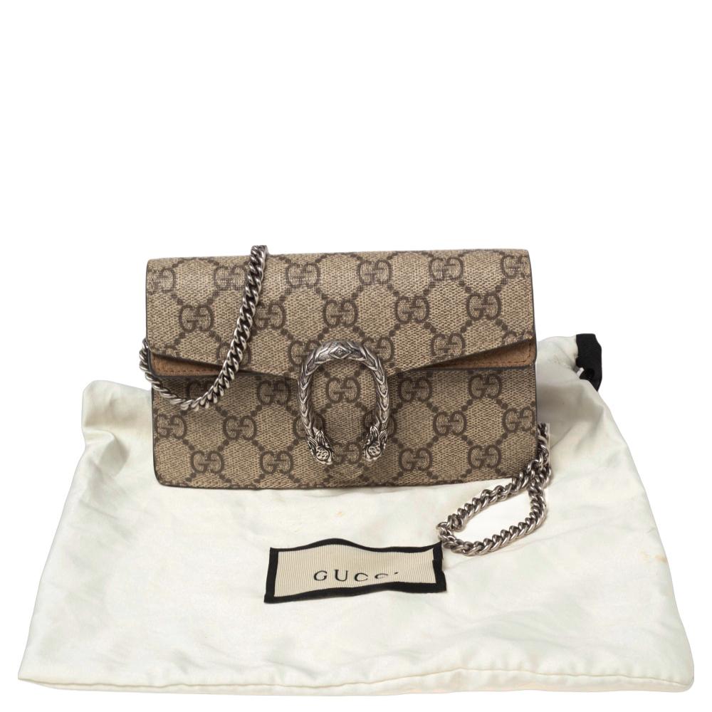 Gucci Beige GG Supreme Canvas and Suede Super Mini Dionysus Shoulder Bag 7