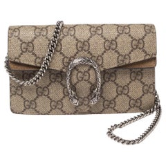 Gucci Beige GG Supreme Canvas and Suede Super Mini Dionysus Shoulder Bag