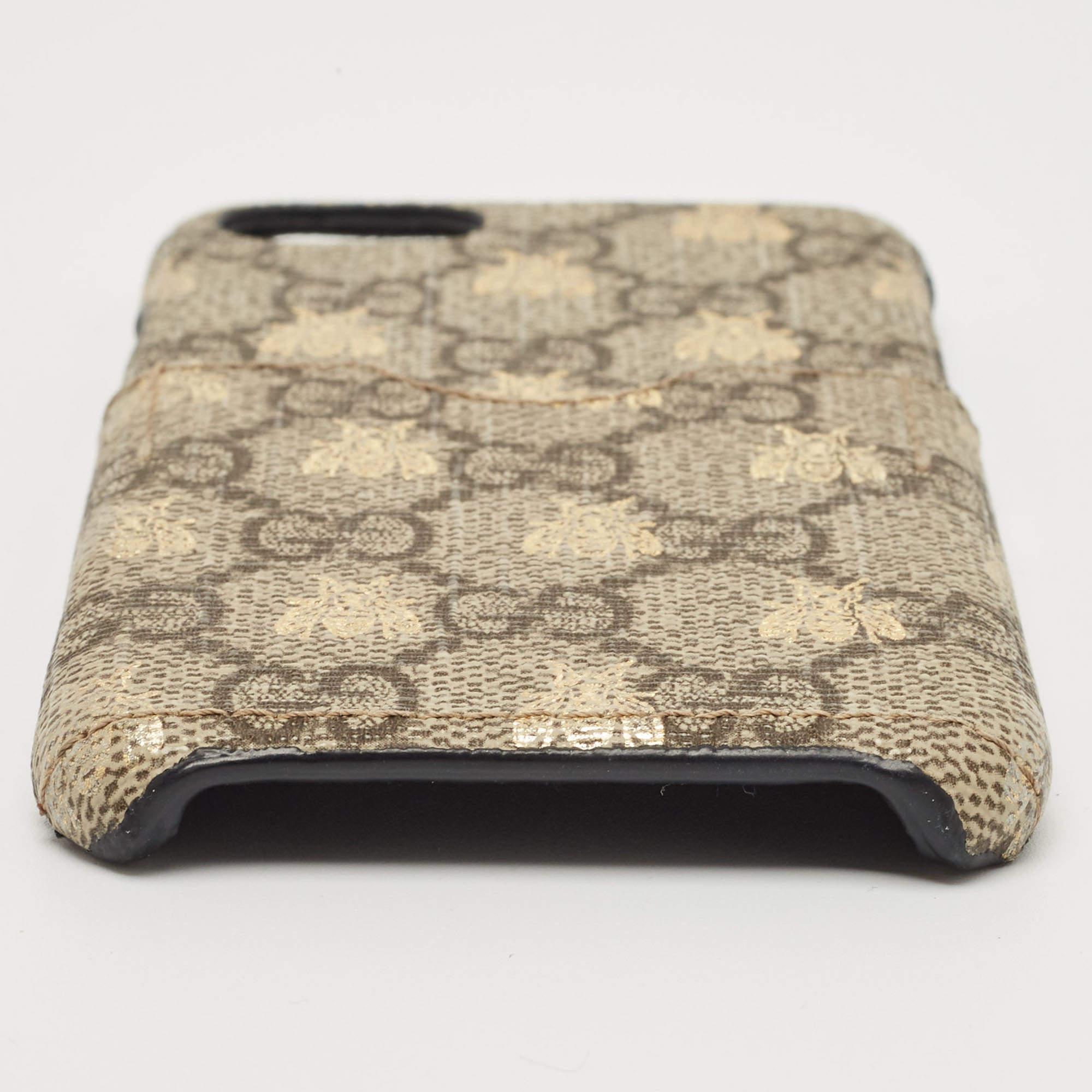 Gucci Beige GG Supreme Canvas Bee iPhone 7 Plus/8 Case Pour femmes en vente