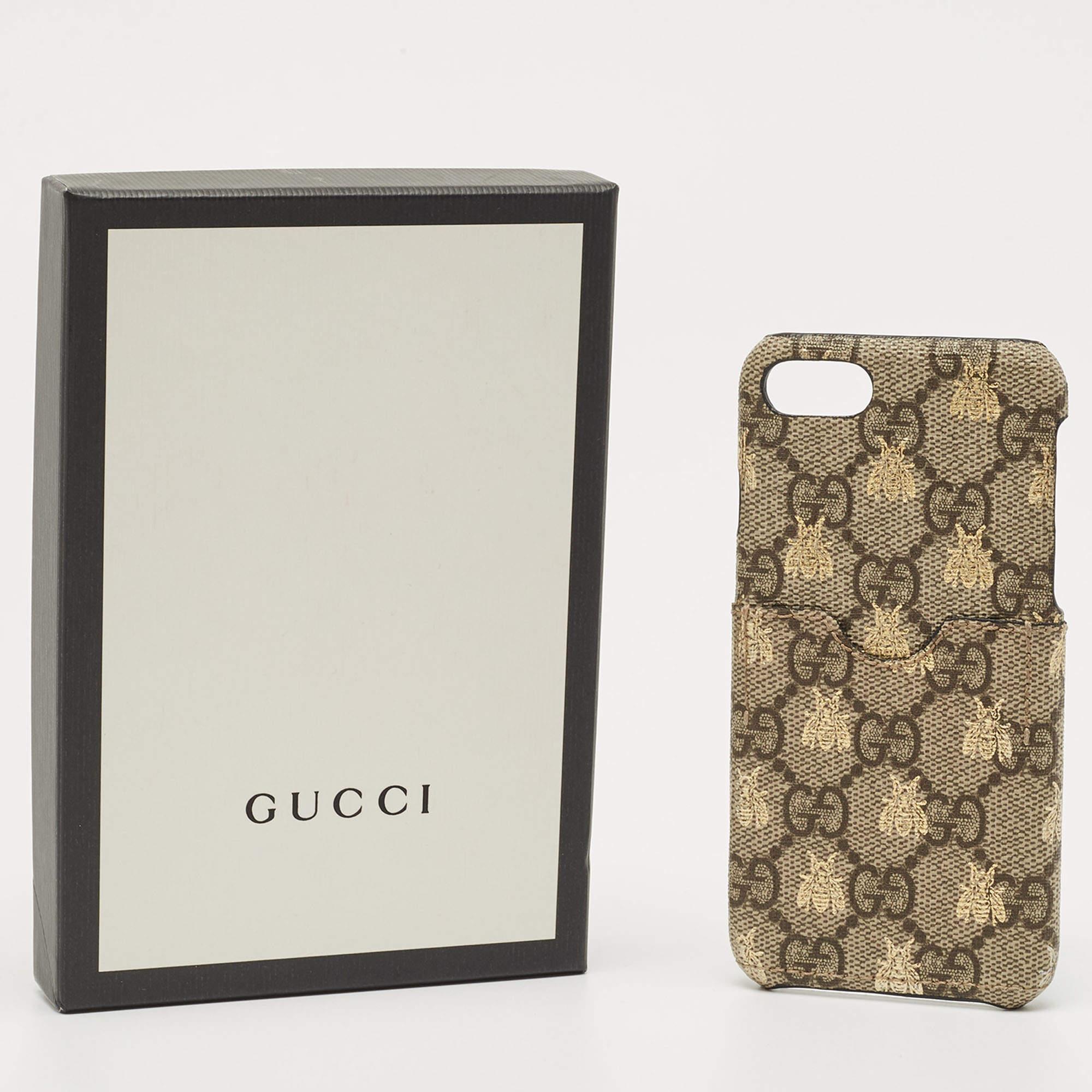 Gucci Beige GG Supreme Canvas Bee iPhone 7 Plus/8 Case For Sale 4