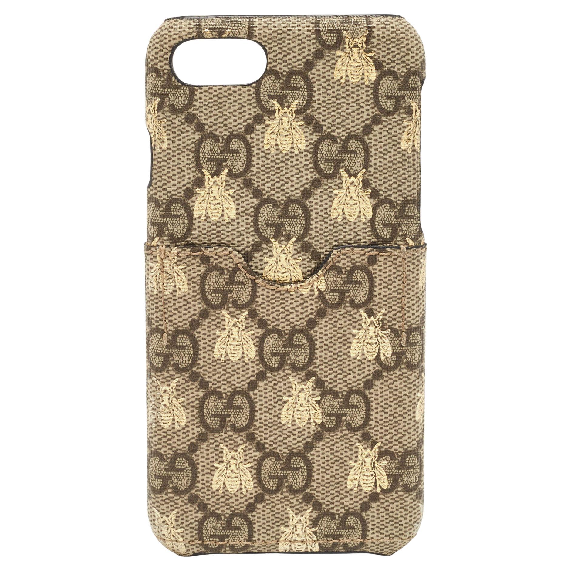 Gucci Beige GG Supreme Canvas Bee iPhone 7 Plus/8 Case en vente