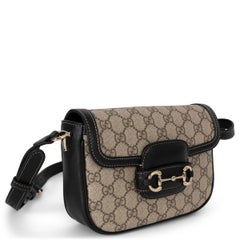 Borsa GG Supreme beige in tela e pelle nera HORSEBIT 1955 SMALL