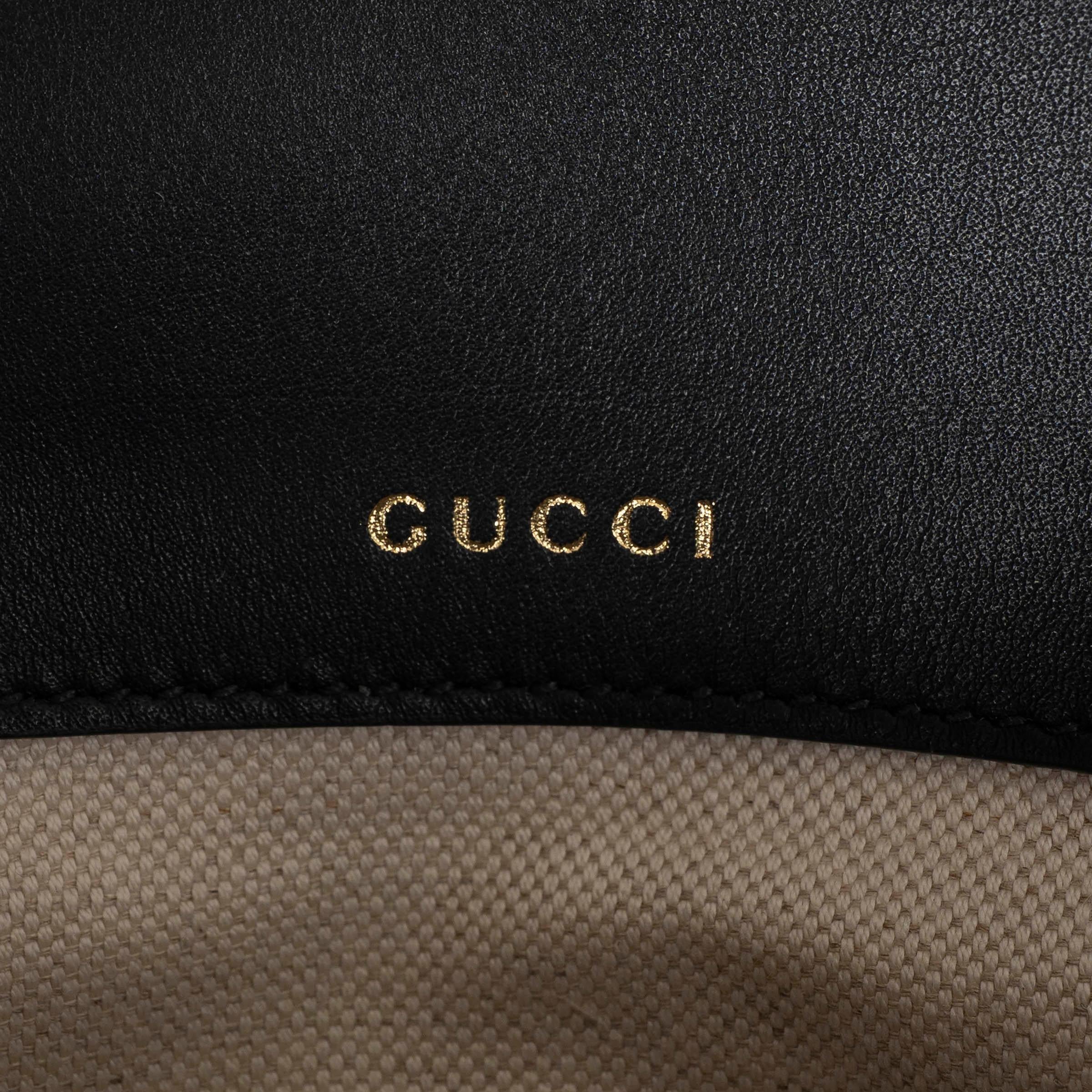 Sac à main GG beige en toile GG Supreme et cuir noir HORSEBIT 1955 SOFT SMALL en vente 1