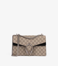 Gucci Beige GG Supreme Canvas & Black Suede Medium Dionysus
