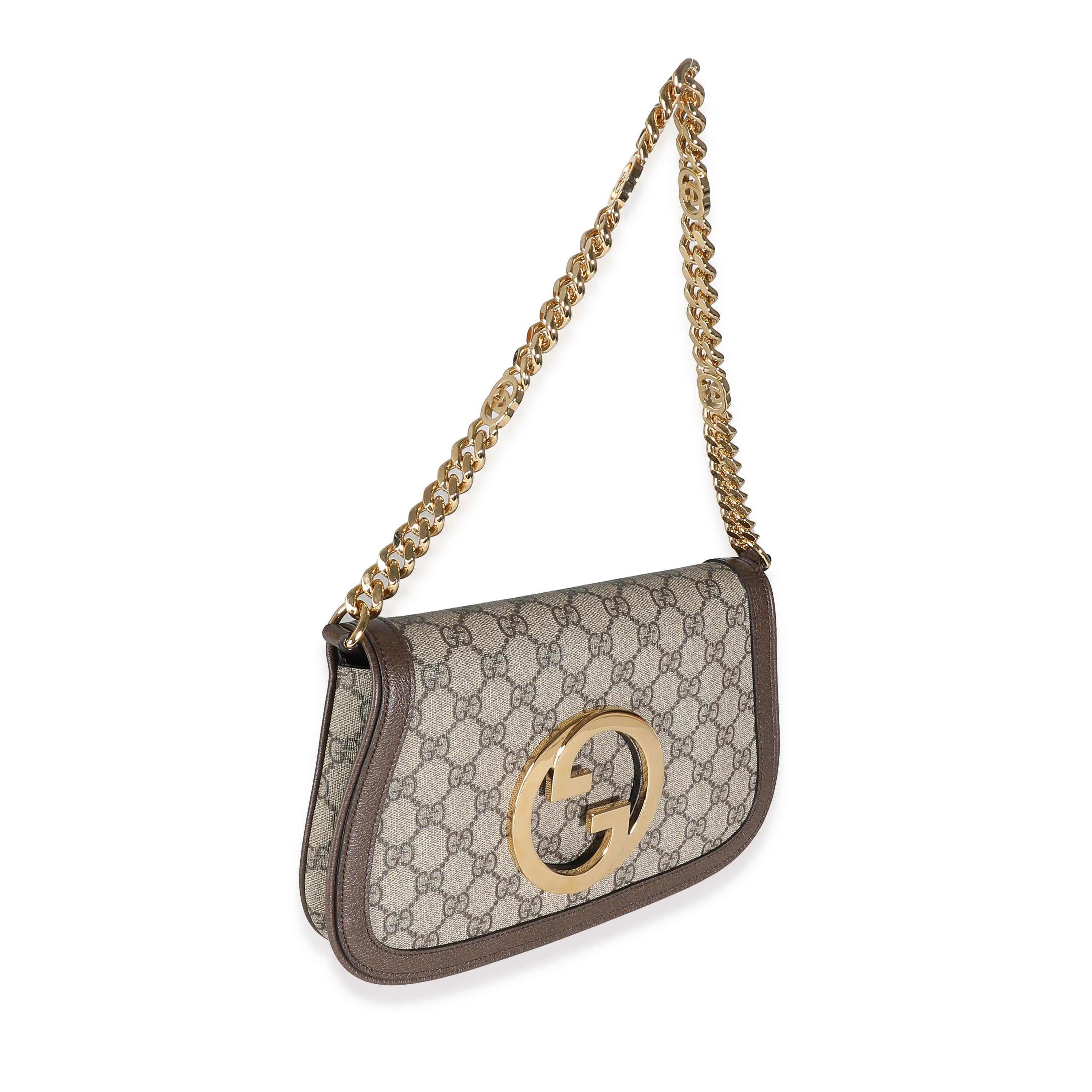 Gucci Beige GG Supreme Canvas Blondie Shoulder Bag In Excellent Condition For Sale In New York, NY