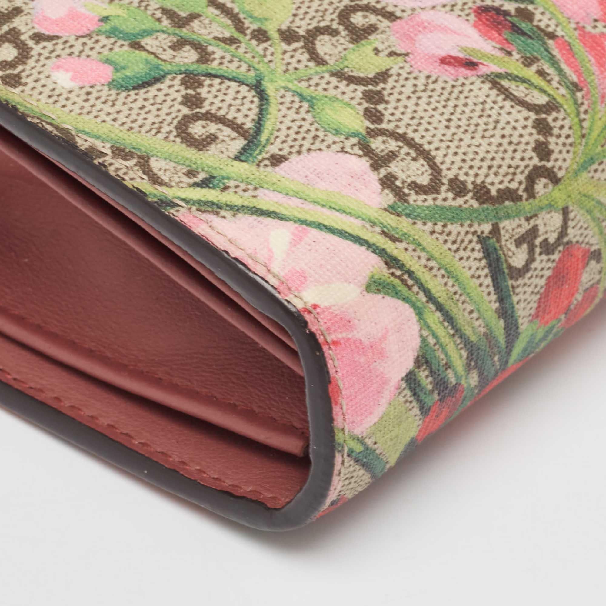 Gucci Beige GG Supreme Canvas Blooms Dionysus Brieftasche an Kette im Angebot 7