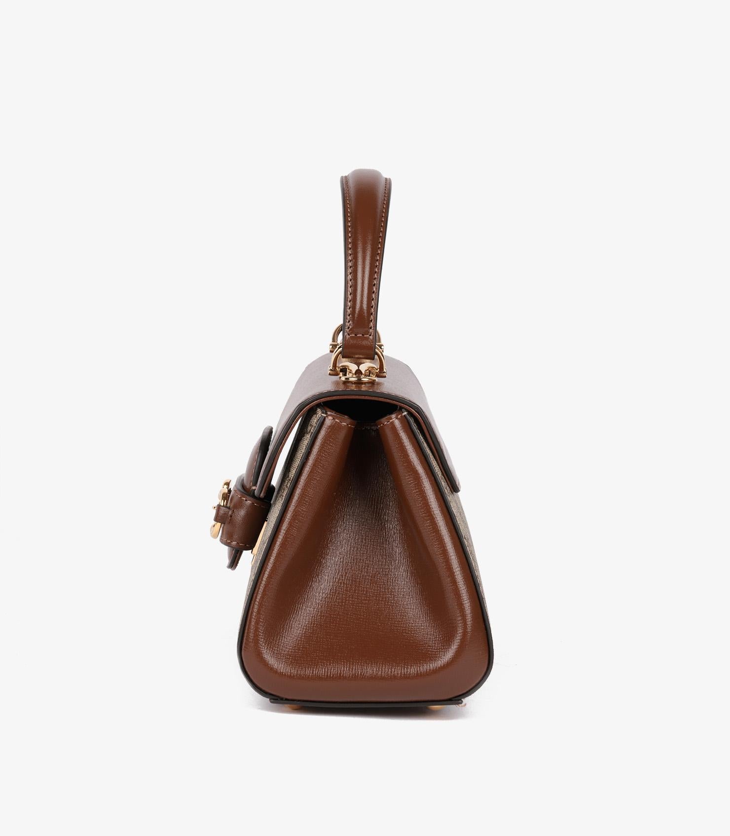 Gucci Beige GG Supreme Canvas & Brown Calfskin Leather Mini Horsebit 1955 Bag 1