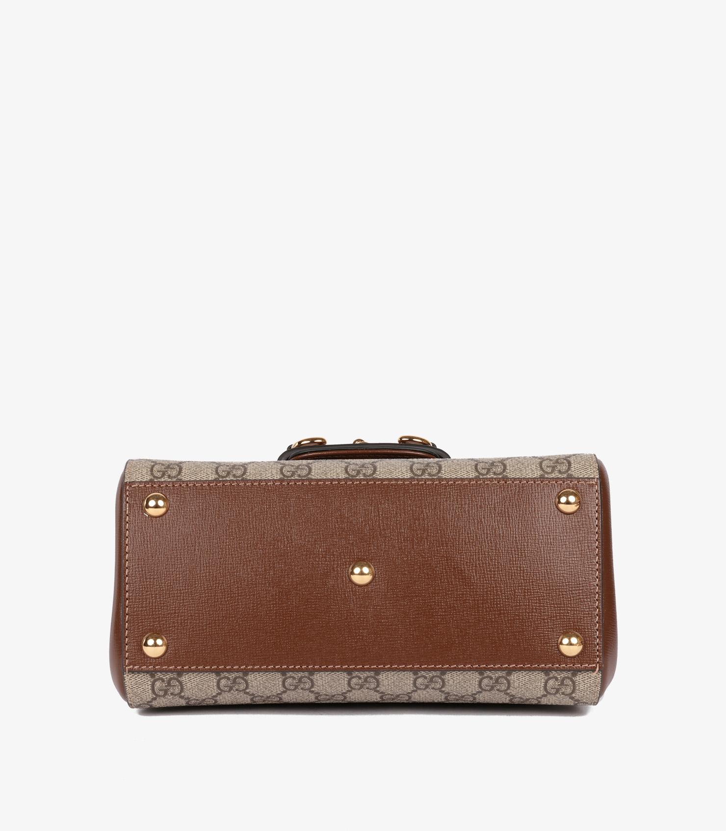 Gucci Beige GG Supreme Canvas & Brown Calfskin Leather Mini Horsebit 1955 Bag 3