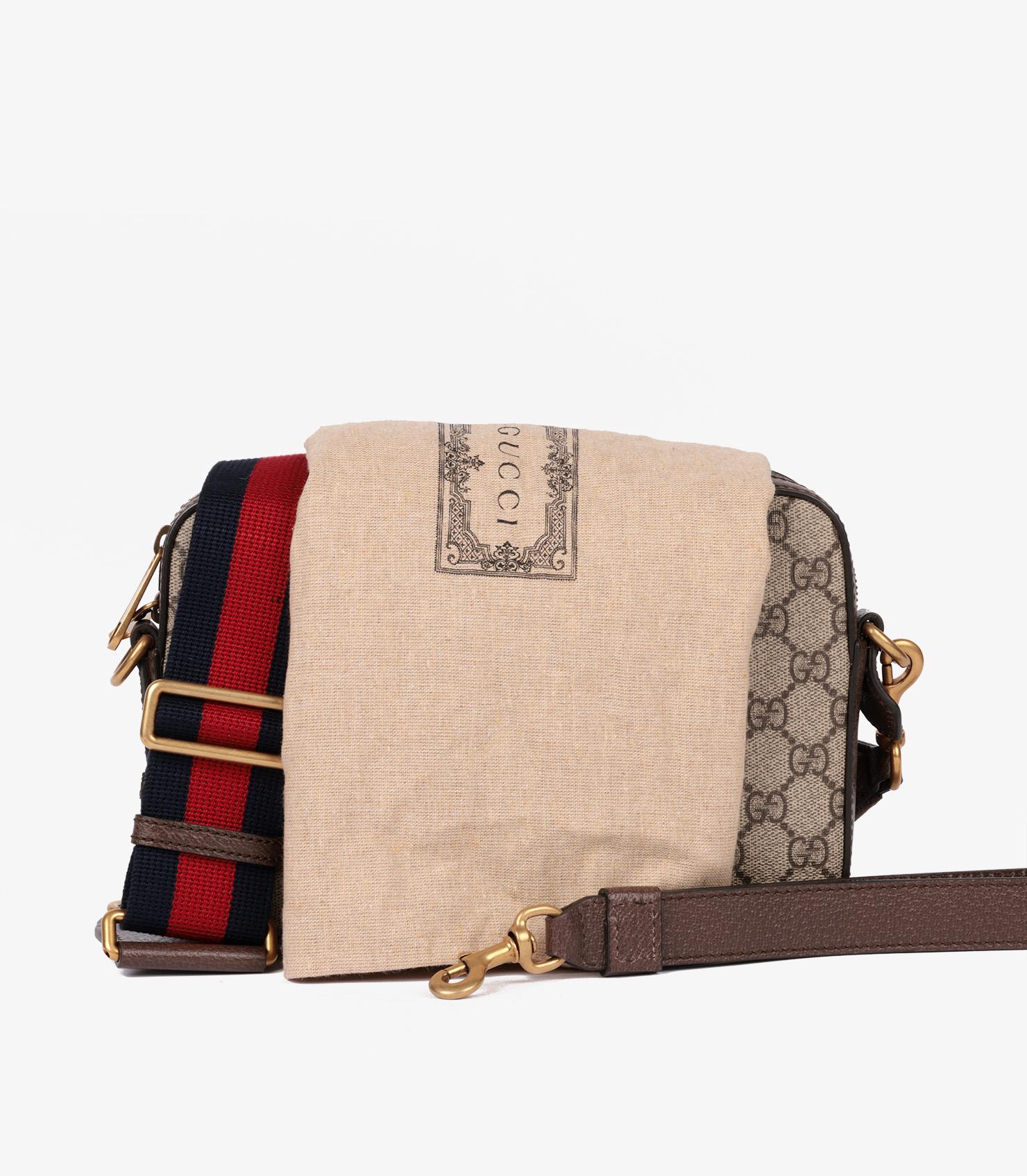 Gucci Beige GG Supreme Canvas, Brown Leather, Green & Red Web Ophodia GG Shoulde 8