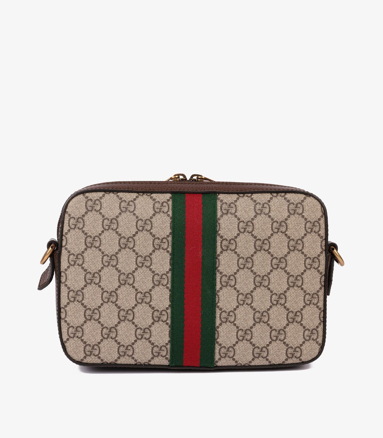 Gucci Beige GG Supreme Canvas, Brown Leather, Green & Red Web Ophodia GG Shoulde 2