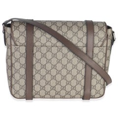 Gucci Beige GG Supreme Canvas Calfskin Retro Interlocking G Messenger Bag