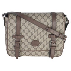 Gucci Beige GG Supreme Canvas Calfskin Retro Interlocking G Messenger Bag