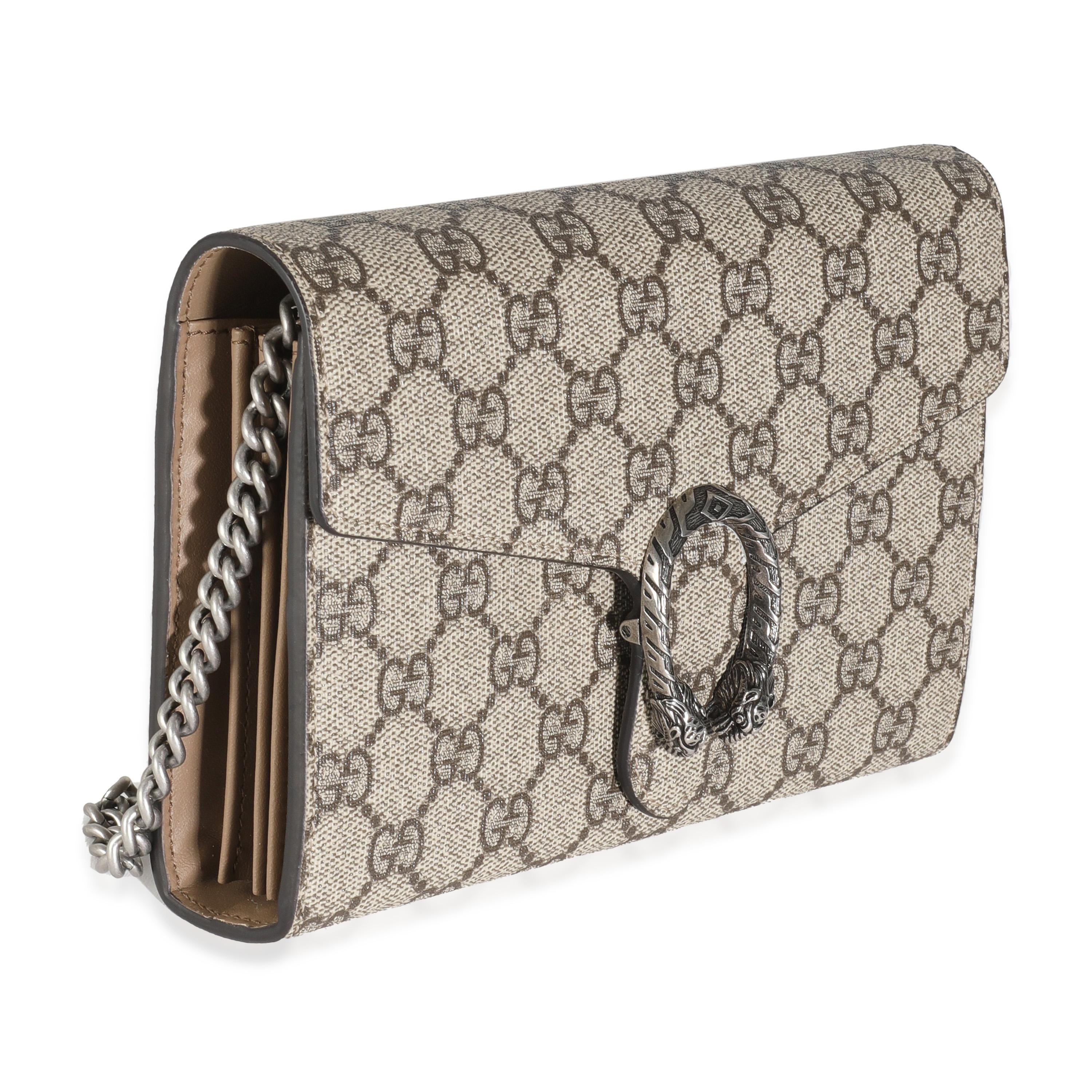 Gucci Beige GG Supreme Canvas Dionysus Chain Wallet In Excellent Condition In New York, NY