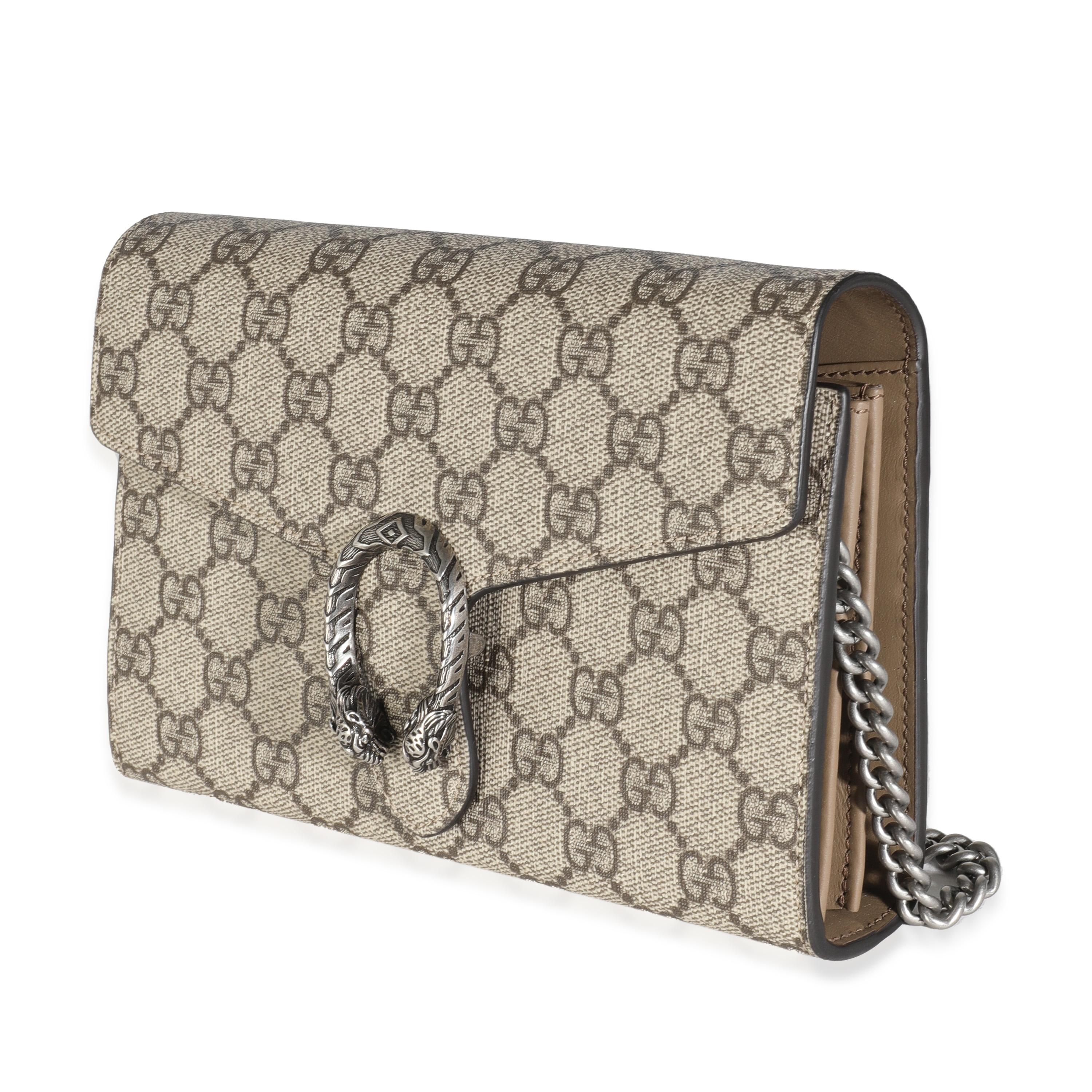 Women's or Men's Gucci Beige GG Supreme Canvas Dionysus Chain Wallet