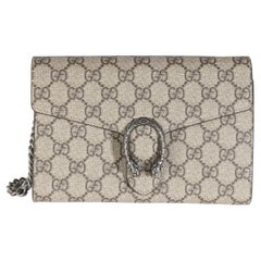 Gucci Beige GG Supreme Canvas Dionysus Chain Wallet