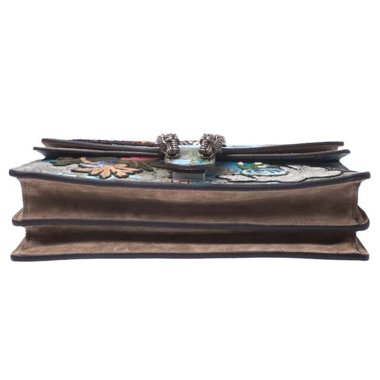 GG DIONYSUS SHOULDER BAG IN BEIGE CANVAS SILVER HARDWARE