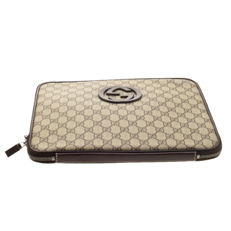 Gucci Beige GG Supreme Canvas Interlocking GG Netbook Case 2