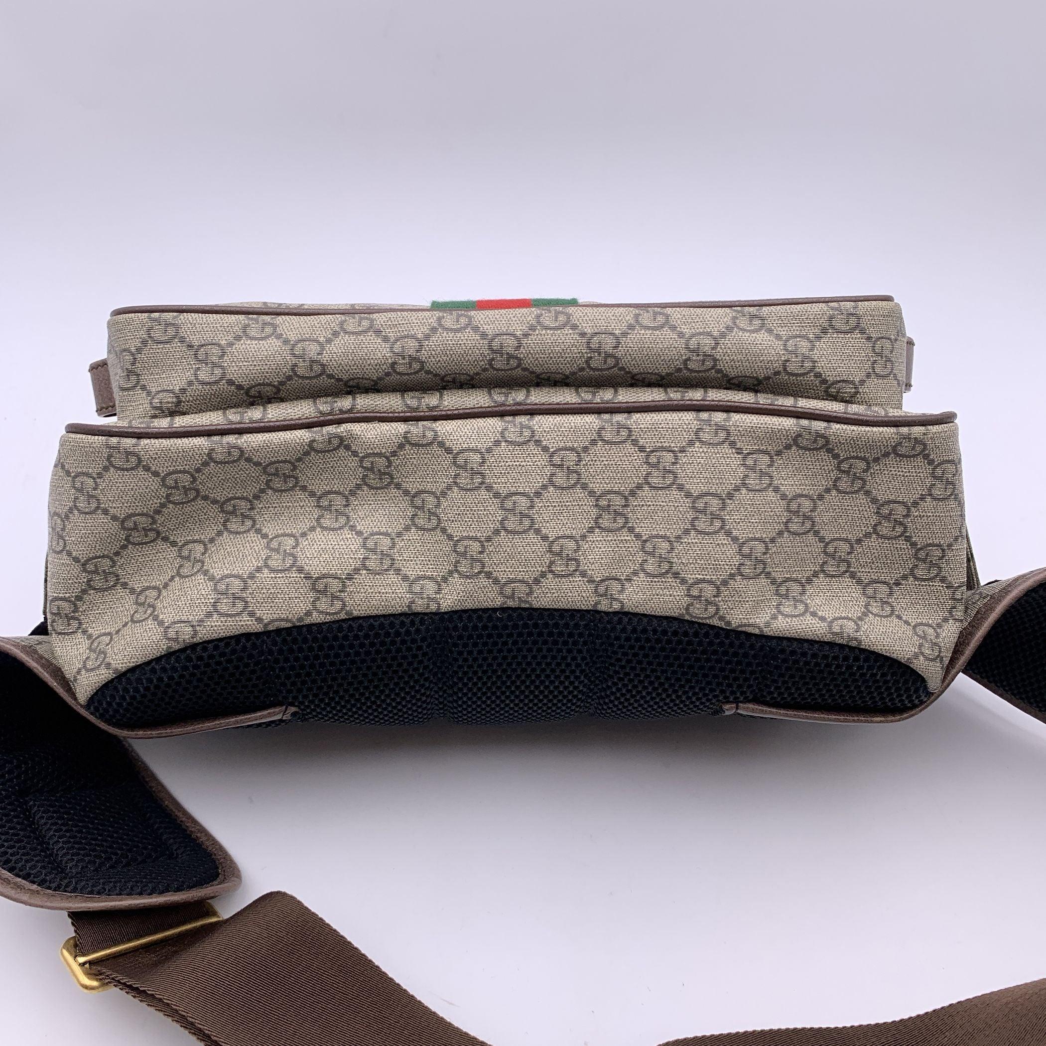 Gucci Beige GG Supreme Canvas Leather Ophidia Large Waist Bag For Sale 2