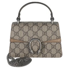 Gucci Beige GG Supreme Canvas Mini Dionysus Top Handle Bag