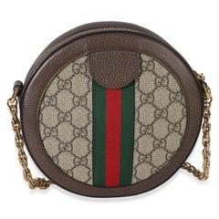 Gucci Beige GG Supreme Canvas Mini Ophidia Round Shoulder Bag