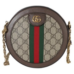 Gucci Beige GG Supreme Canvas Mini Ophidia Round Shoulder Bag