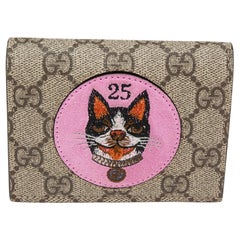 Gucci Beige GG Supreme Canvas Mystic Cat Compact Wallet