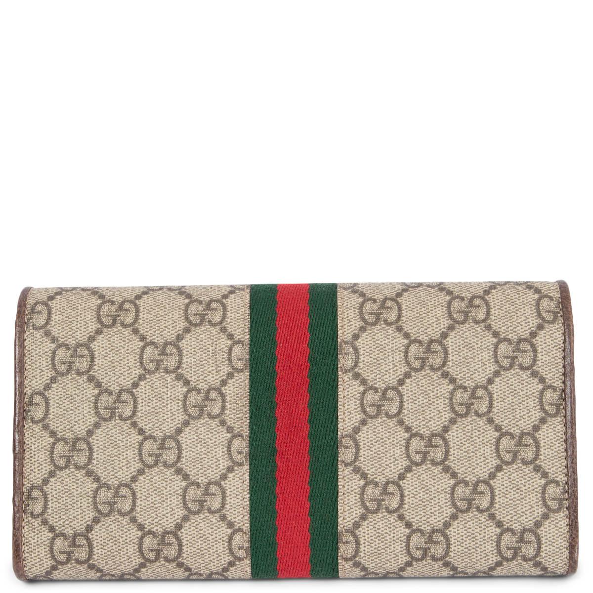 Women's GUCCI beige GG Supreme Canvas OPHIDIA CHAIN WALLET Bag WOC