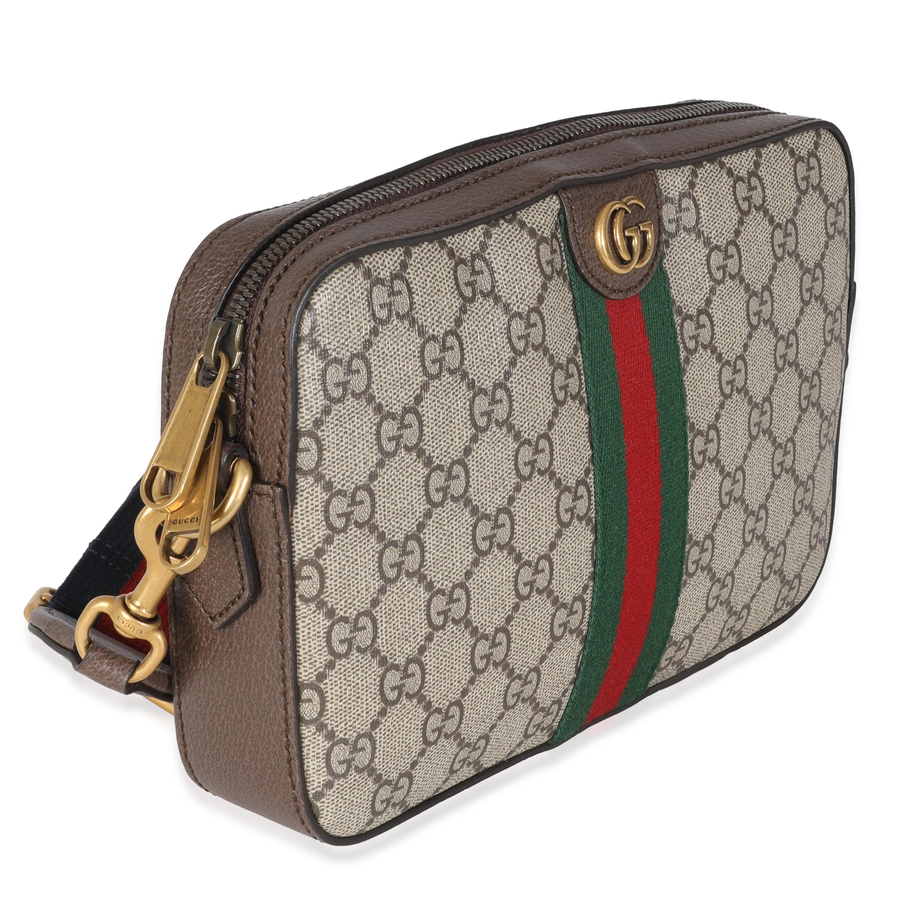Gucci Beige GG Supreme Canvas Ophidia Crossbody In Excellent Condition For Sale In New York, NY