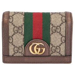 GUCCI beige GG Supreme Canvas OPHIDIA GG Card Wallet