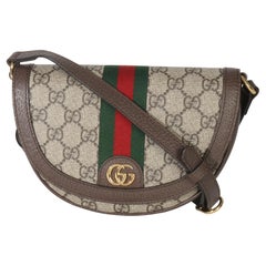 Gucci Beige GG Supreme Canvas Ophidia GG Curved Flap Bag