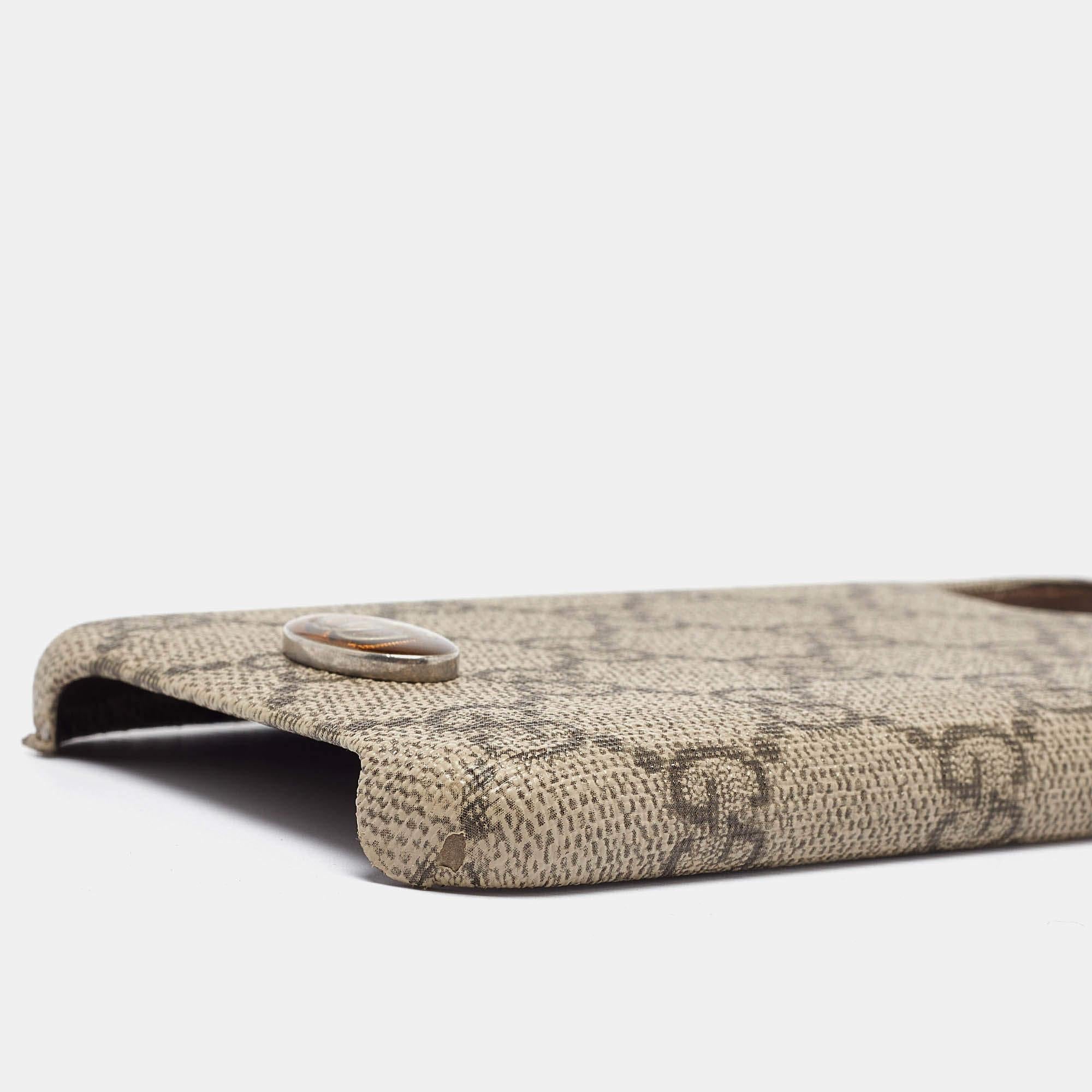 Custodia Gucci Beige GG Supreme Canvas Ophidia per iPhone 11 Pro Max 1