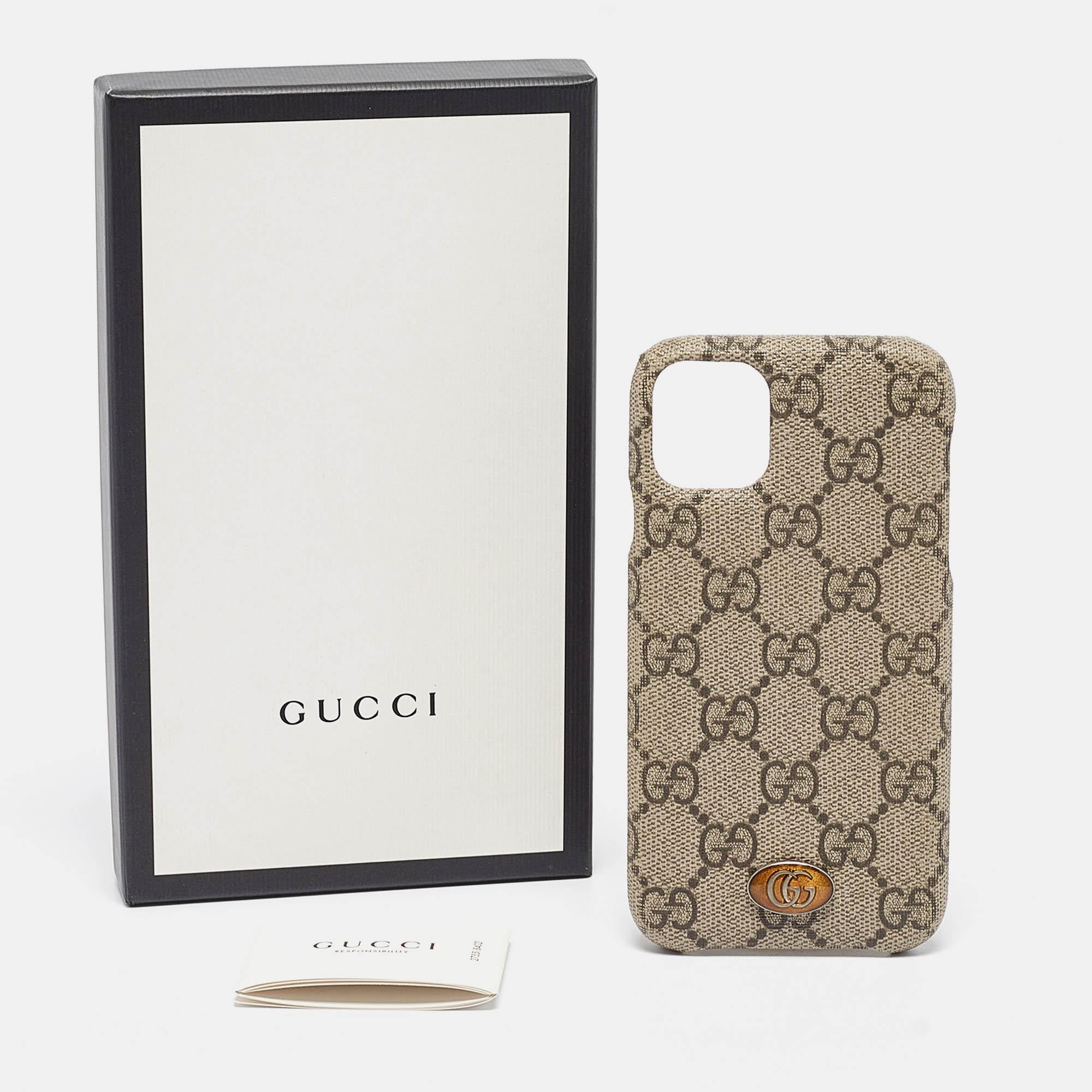 Custodia Gucci Beige GG Supreme Canvas Ophidia per iPhone 11 Pro Max 2