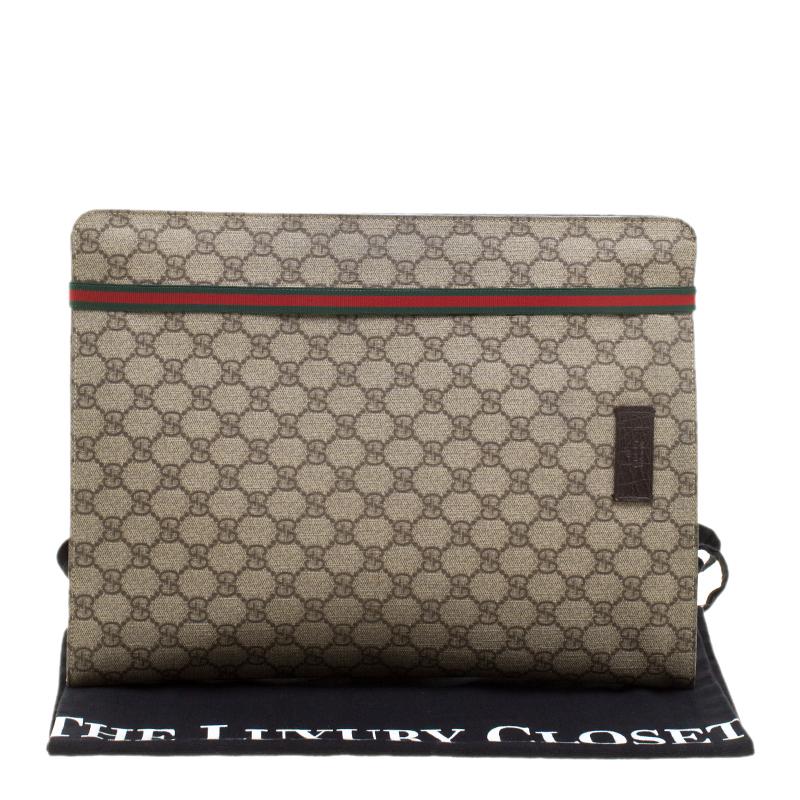 Gucci Beige GG Supreme Canvas Portfolio Document Case 6