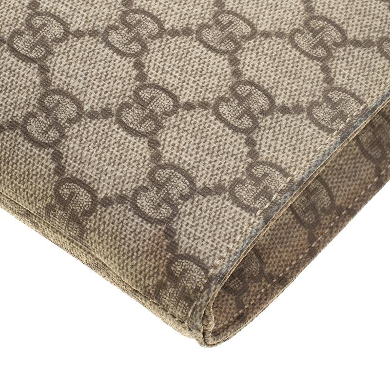 Gucci Beige GG Supreme Canvas Portfolio Document Case 1