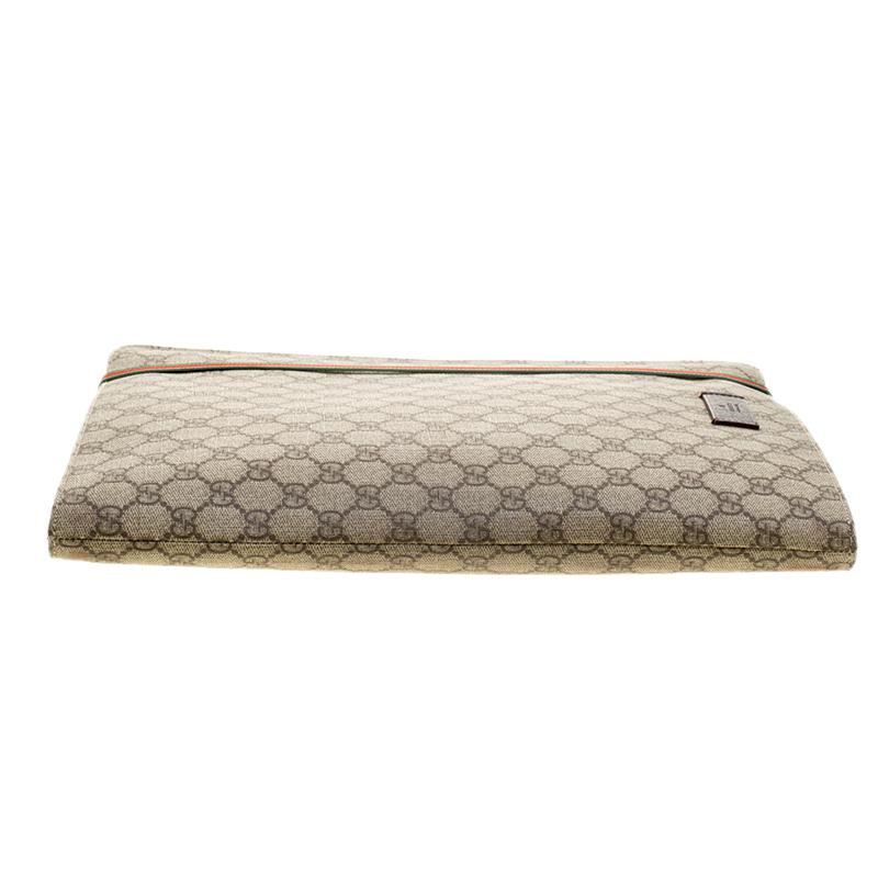 Gucci Beige GG Supreme Canvas Portfolio Document Case 2