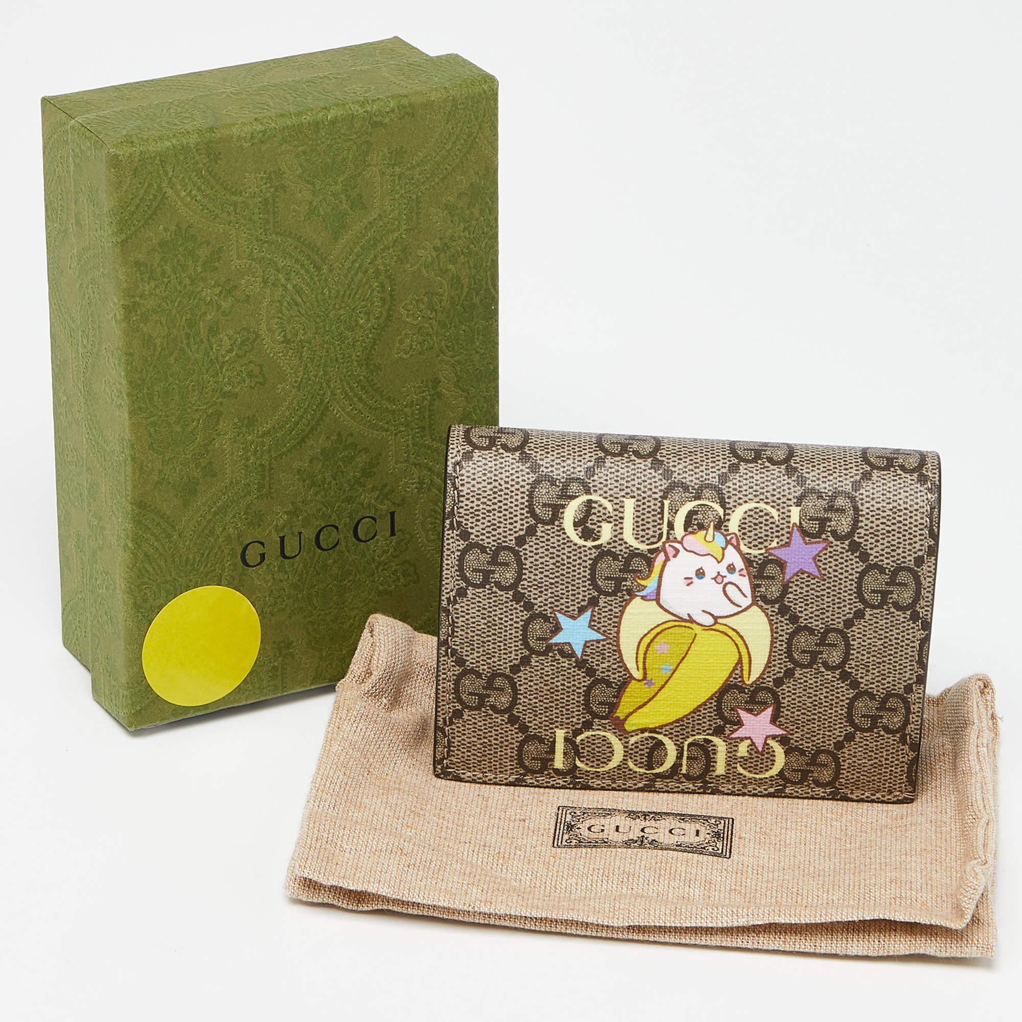 Gucci Beige GG Supreme Canvas Rainbow and Stars Bananya Card Case 8