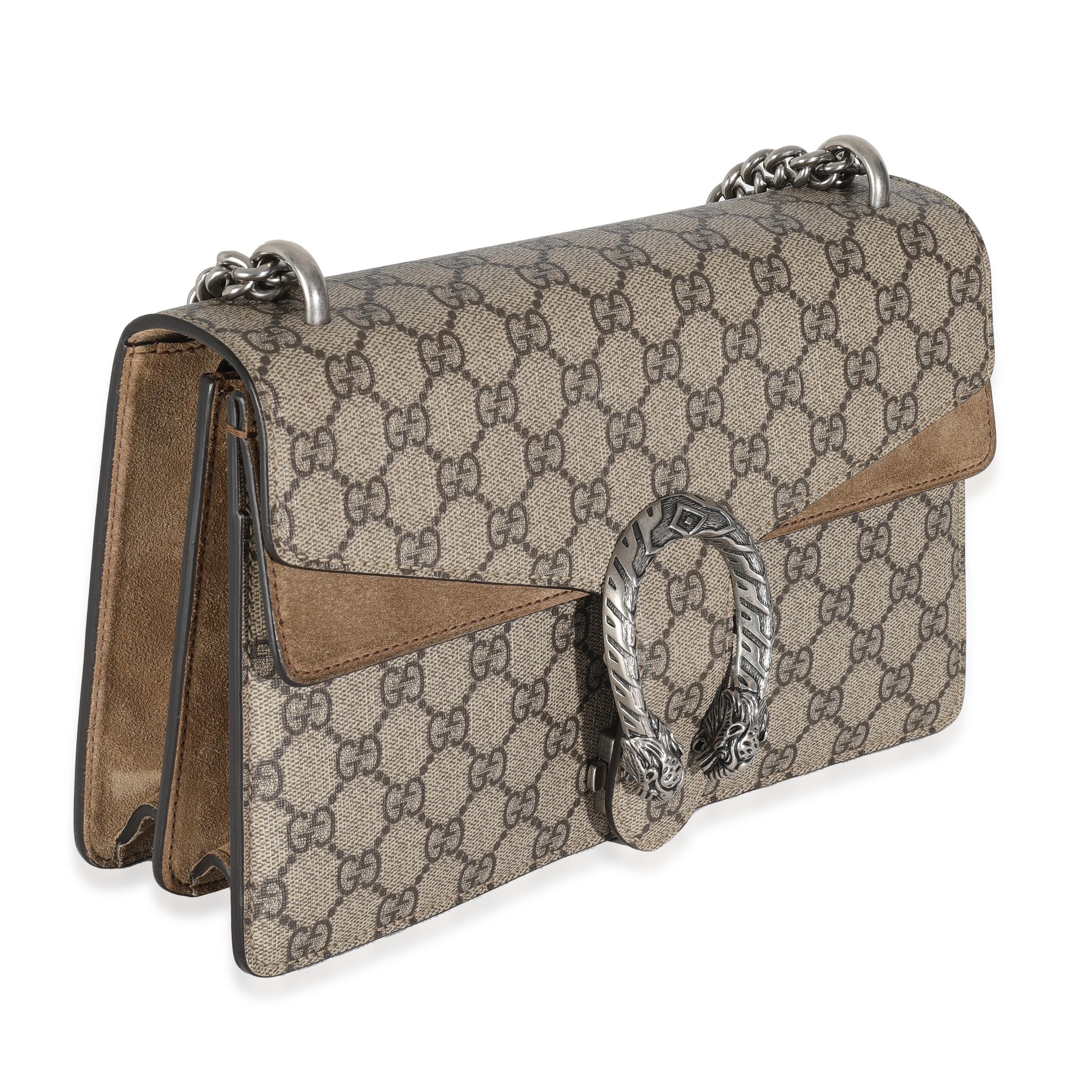 Gucci Beige GG Supreme Canvas Small Dionysus Chain Bag In Excellent Condition In New York, NY