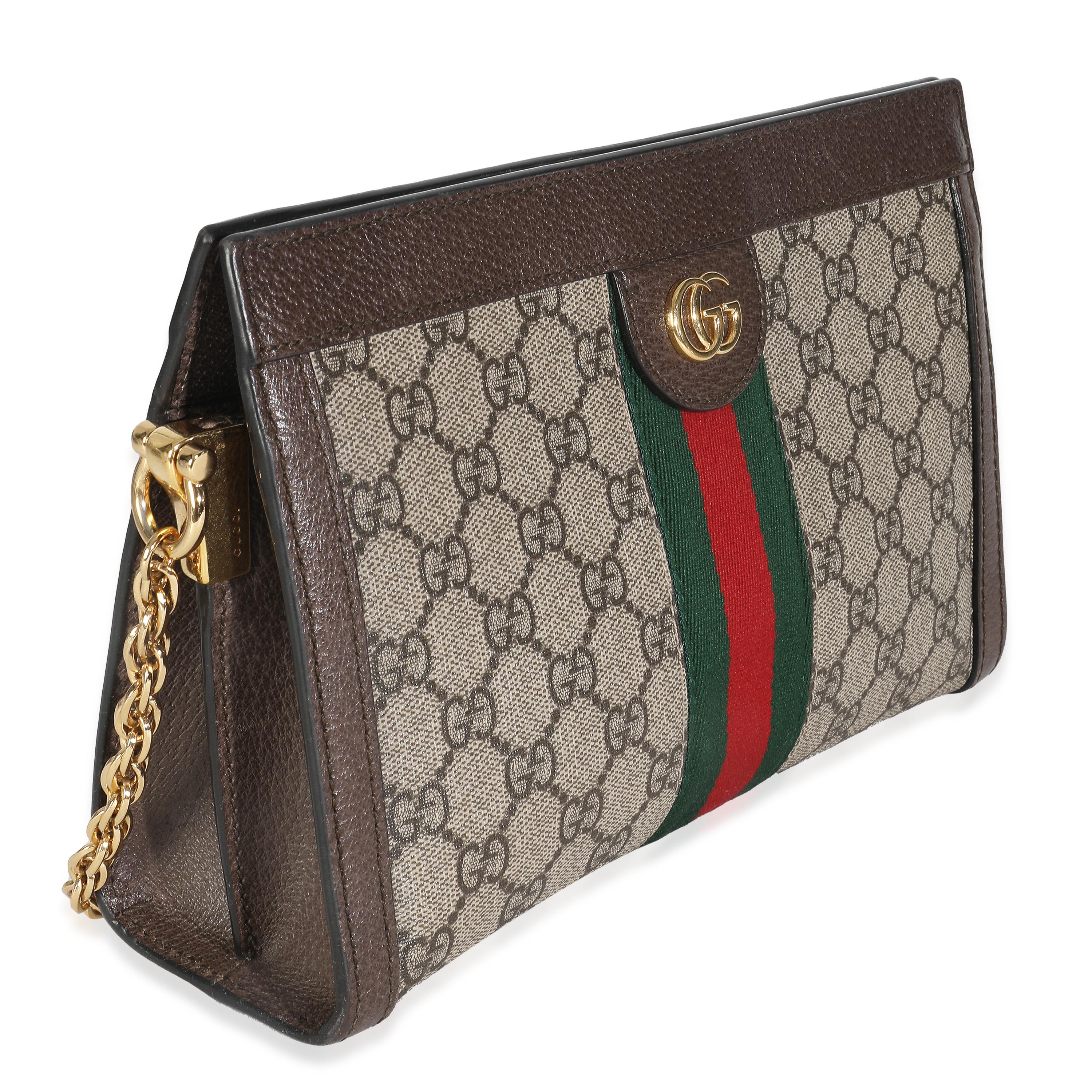 Gucci Beige GG Supreme Canvas Small Ophidia Web Chain Bag Bon état - En vente à New York, NY