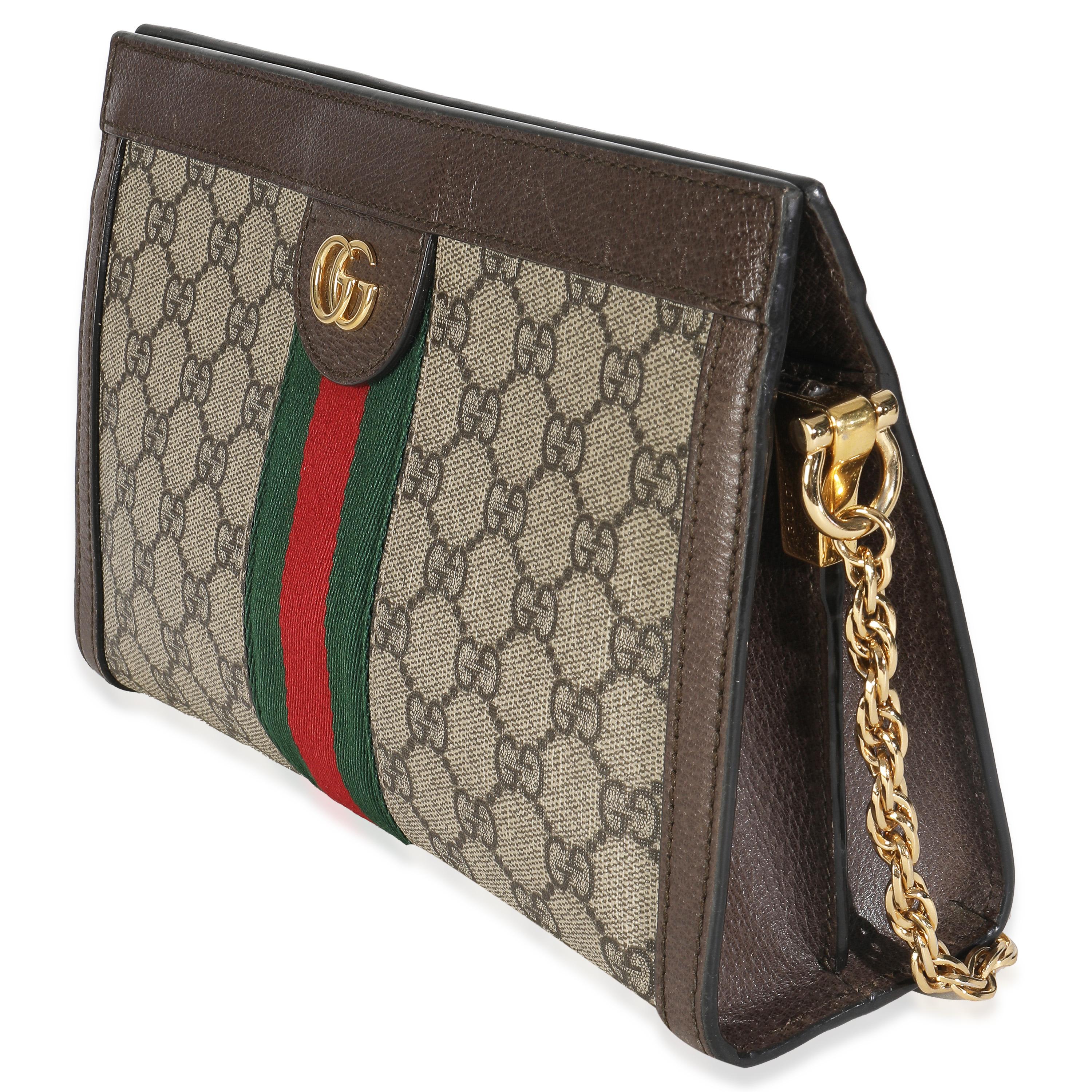 Gucci Beige GG Supreme Canvas Small Ophidia Web Chain Bag Pour femmes en vente